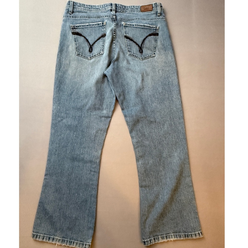 Lee Riders Modern Series Flare Leg Denim Jeans Women's Size 14P Blue - Picture 2 of 3